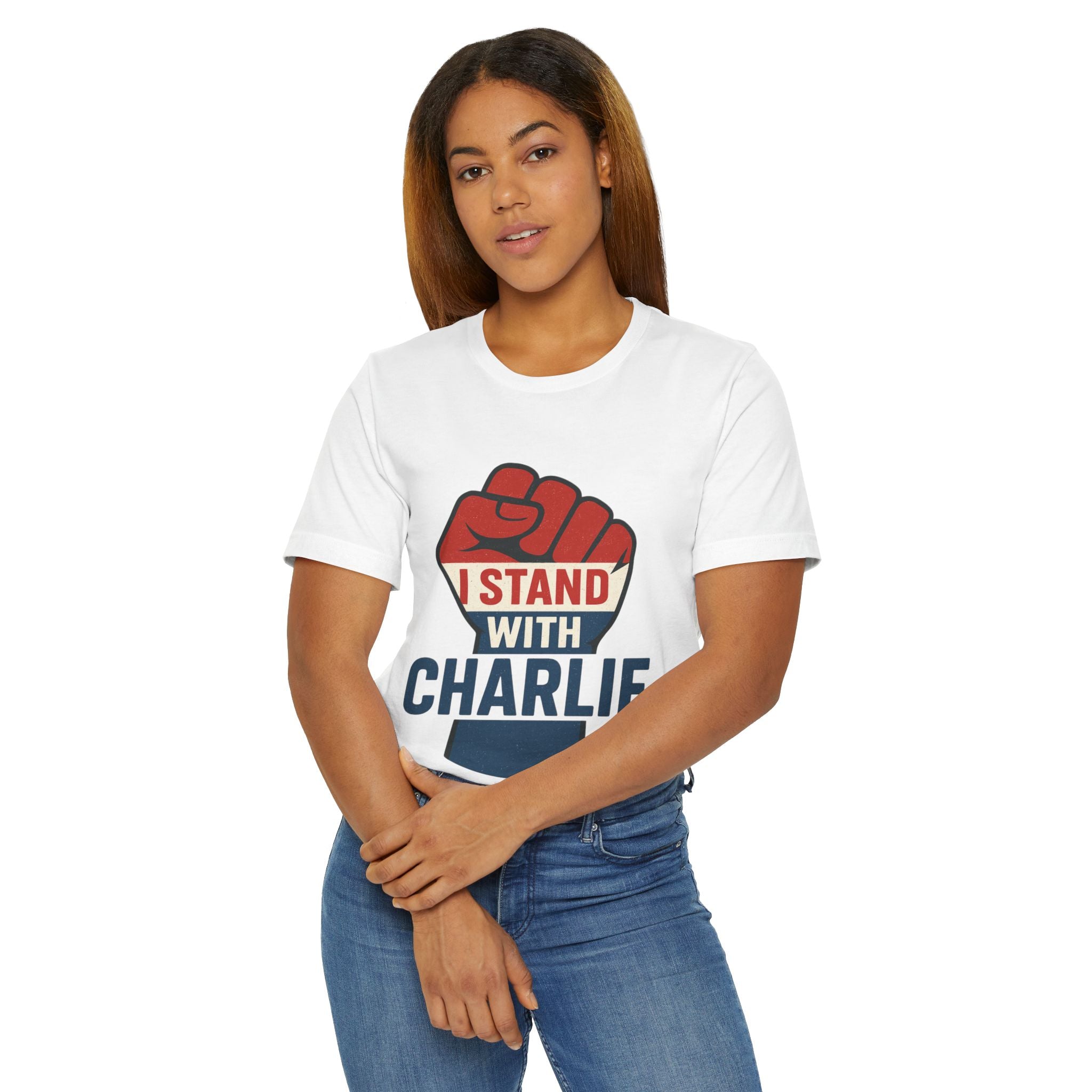 Empowering Unisex Jersey T-Shirt: Stand with Charlie, Protest Apparel, Activism Gear, Gift for Allies, Supportive Style