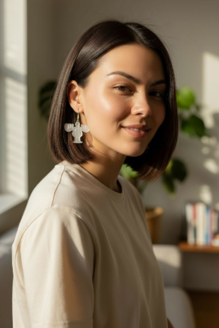 Clear Acrylic Earrings – Festive Moose Acrylic Earrings – Lightweight, Cute & Holiday-Ready!